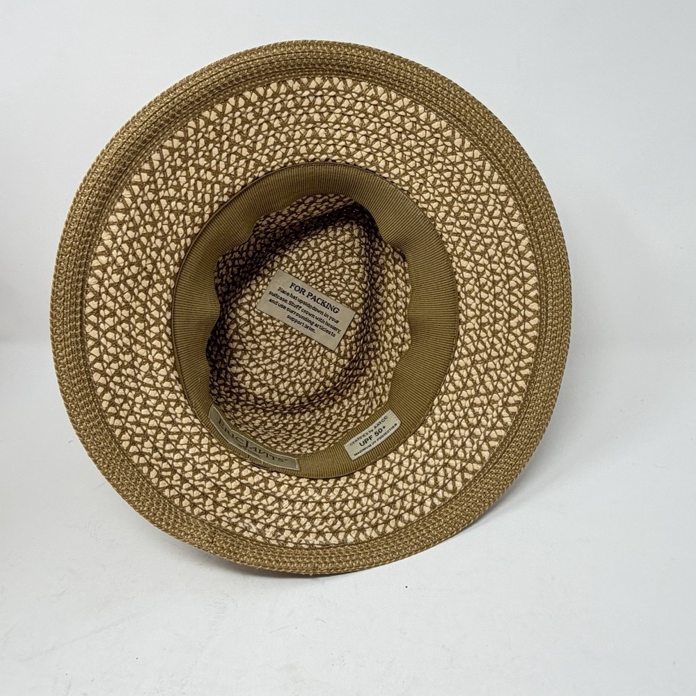 Authentic Eric Javits Woven Fedora Hat Beige UPF 50+ Packable Squishee - Picture 4 of 11
